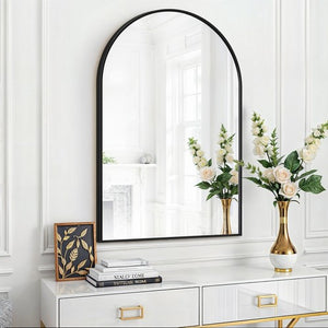 Segawe 24"x36" Arch Bathroom Mirror Wall Mounted Vanity Metal Frame Mirror for Bedroom