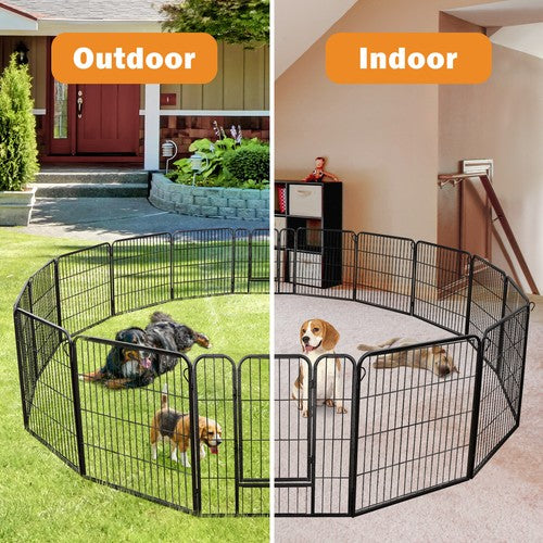 Segawe 32 Inch Heavy Duty Dog Playpen 16 Panels Exercise Pen Pet Fence Cage with Doors