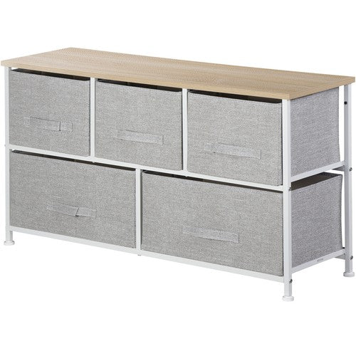 Segawe White 5 Drawer Fabric Dresser Storage Tower Closet Organizer Unit for Bedroom