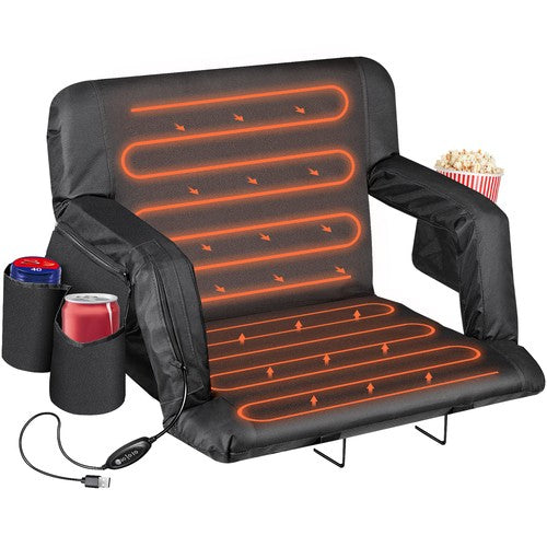 Segawe 25" Wide Heated Stadium Seats for Bleachers 3 Levels USB Heated w/Back Support