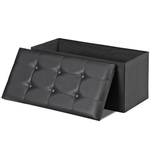 Segawe 30" Folding Storage Ottoman Bench Storage Chest Footrest with Padded Seat Black