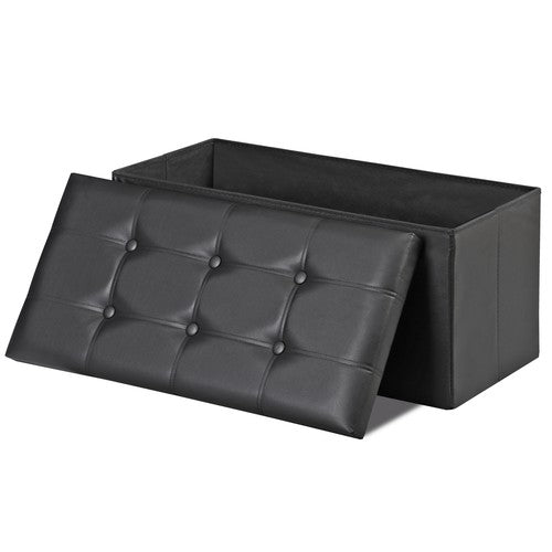 Segawe 30" Folding Storage Ottoman Bench Storage Chest Footrest with Padded Seat Black