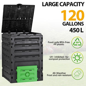 Segawe Large Garden Compost Bin 120 Gallon Outdoor Composter Bin from BPA Free Material