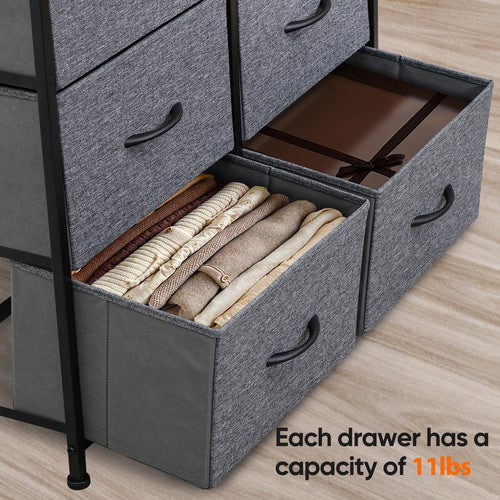 Segawe 6 Drawer Dresser Storage Tower with Fabric For Living Room Laundry Entryway Gray