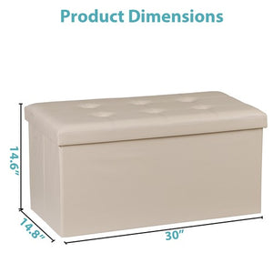 Segawe 30" Folding Storage Ottoman Footstools with Cover for Living Room Bedroom Beige