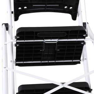 Segawe 4 Step Ladder Folding Steel Ladder with Non-Slip Wide Pedal and Tool Tray White