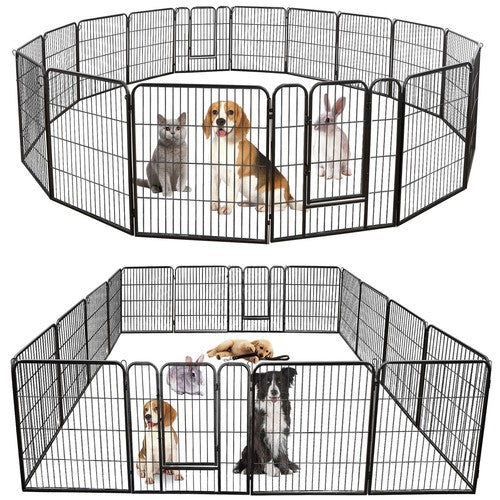 Segawe 32 Inch Heavy Duty Dog Playpen 16 Panels Exercise Pen Pet Fence Cage with Doors