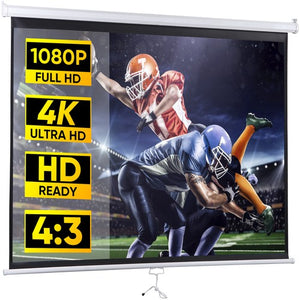 Segawe 72" Roll Down Pull Down Projection Projector Screen 4:3 HD Movie Theater Home