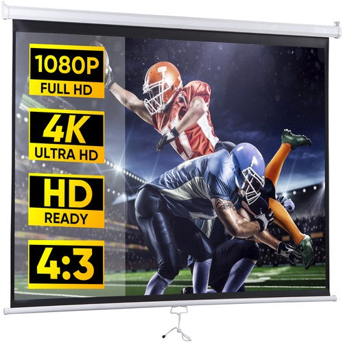 Segawe 72" Roll Down Pull Down Projection Projector Screen 4:3 HD Movie Theater Home