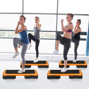 Segawe 43'' Exercise Aerobic Step Platform Adjustable Fitness Stepper w/4 Risers Orange
