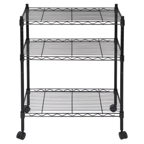 Segawe 3 Tier Unit Shelving Metal Wire Rack Organizer Adjustable Shelve with 4 Wheels