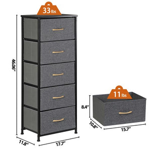 Segawe 5 Drawer Dresser for Bedroom Tall Chest of Drawers Storage Tower Organizer
