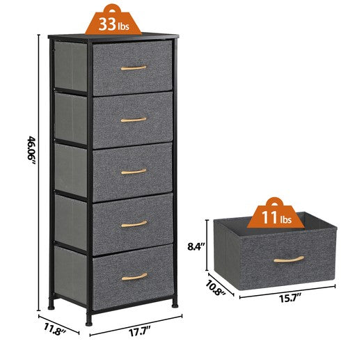 Segawe 5 Drawer Dresser for Bedroom Tall Chest of Drawers Storage Tower Organizer