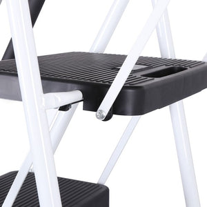 Segawe 5 Step Ladder Folding Steel Step Stoo w/Non-Slip Wide Pedal and Tool Tray White