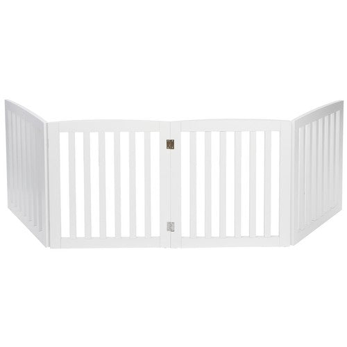 Segawe Wooden Dog Gate Pet Fence 24"H Baby Playpen 4 Panel Folding Free Standing Indoor