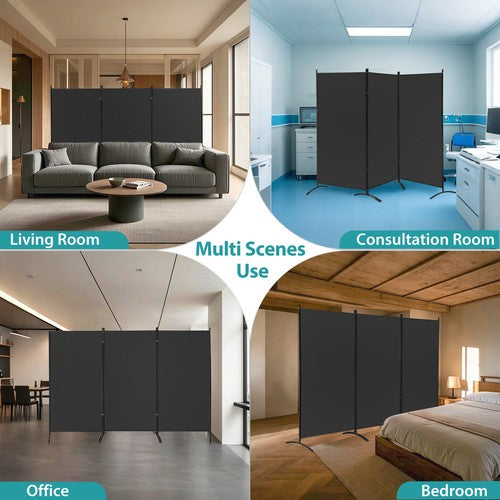 Segawe 3 Panel Room Divider 6 FT Tall Folding Privacy Screens Partition Separator Black