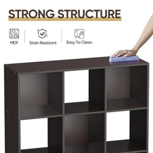 Segawe 9 Cube Storage Organizer Wooden Bookshelf Display W/5 Removable Back Panel Brown