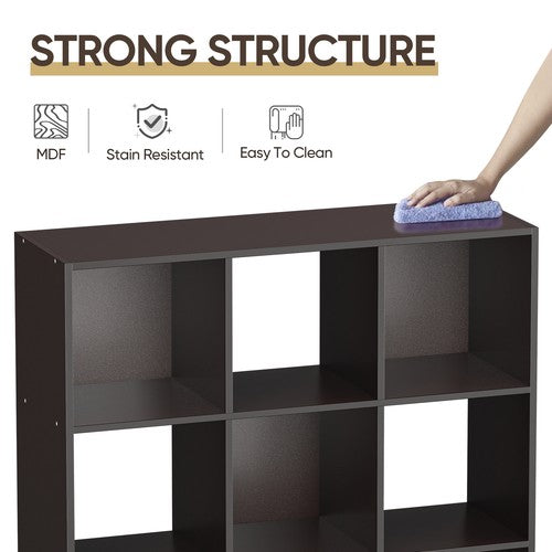 Segawe 9 Cube Storage Organizer Wooden Bookshelf Display W/5 Removable Back Panel Brown