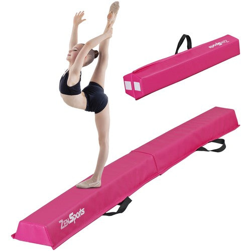 Segawe 6' Pink Balance Beam Extra Firm Vinyl Folding Gymnastics Beam W/ Handle For Home