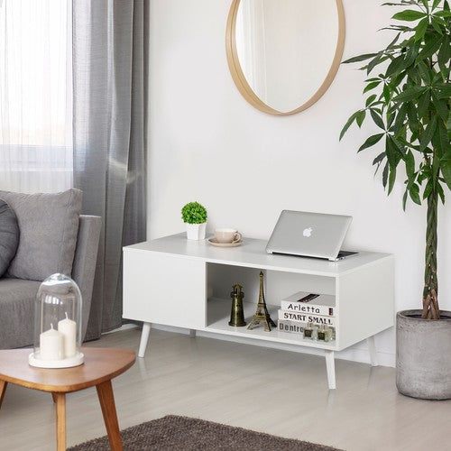 Segawe White Coffee Table Open Storage Shelf Center for Living Room Home Furniture
