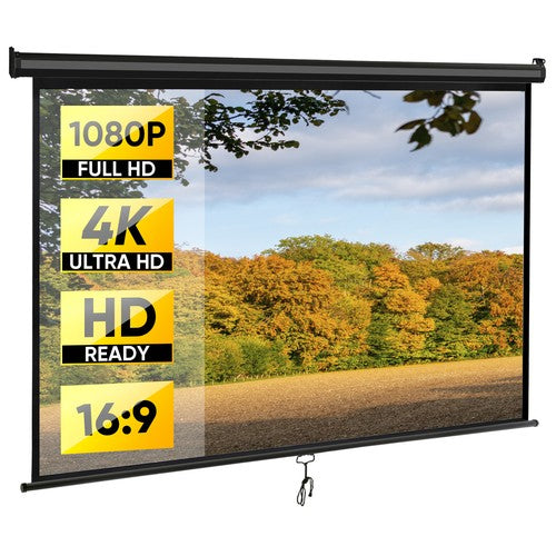 Segawe 80 inch 16:9 HD Projector Screen Pull Down Projection Screen Home Cinema Black