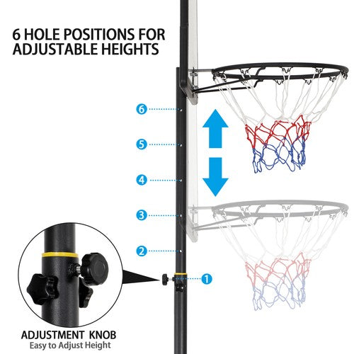 Segawe Portable Basketball Hoop Outdoor Goals System Adjustable w/PVC Backboard Wheels