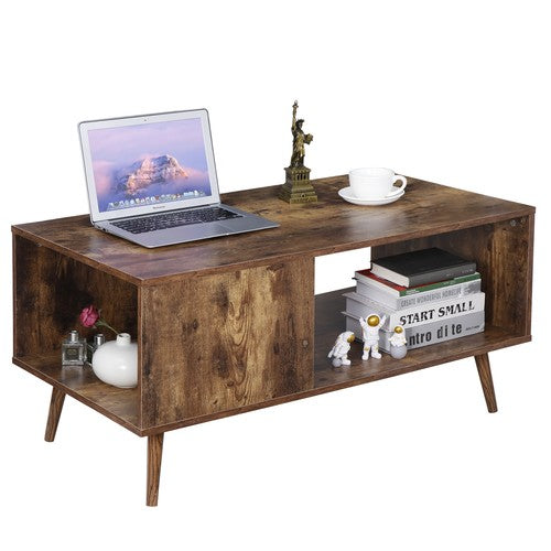 Segawe Durable Coffee Table End Storage Stand Living Room with Open Storage Shelf