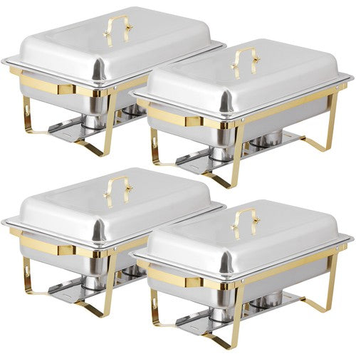 Segawe 4 Pack 8 Qt Chafing Dishes Gold&Silver Color Buffet Warmer for Restaurant Party