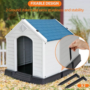 Segawe Large Plastic Dog House Indoor Outdoor Dog Kennel Puppy Shelter w/Air Vents