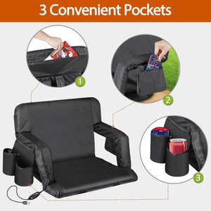 Segawe 2PCS Fold Heated Stadium Seats for Bleachers with Back Support and Wide Cushion