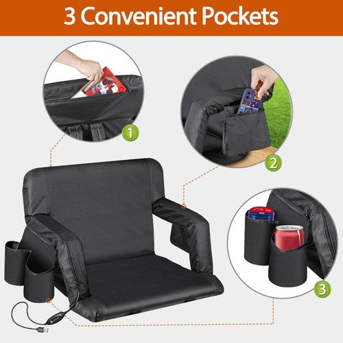 Segawe 2PCS Fold Heated Stadium Seats for Bleachers with Back Support and Wide Cushion