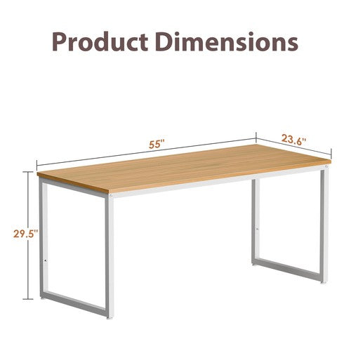 Segawe 55" Large Computer Desk Writing Desk Natural Study Office Desk Corner Table