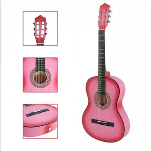 Segawe Pink Acoustic Guitar for Junior with Guitar Case, Strap, Tuner Practice Easily