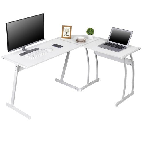 Segawe 58" Computer Gaming Laptop Table L Shaped Desk Workstation Office Desk White