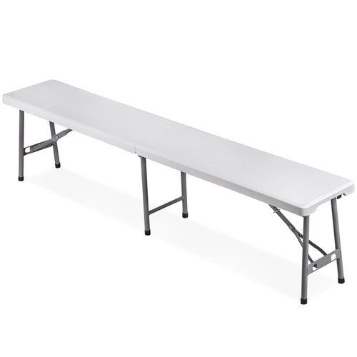 Segawe 6FT Plastic Folding Bench Portable Bench Indoor Outdoor for Picnic Camping White