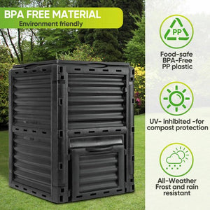 Segawe 80 Gallon Garden Composter Bin Outdoor Fast Creation of Fertile Soil Compost Bin