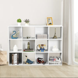 Segawe White 12 Cube Bookcase Storage Organizer Wooden Home Office Shelving Bookshelf