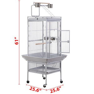Segawe 61" Large Bird Cage Playtop Parrot Cage Cockatiel Cockatoo w/Rolling Stand White