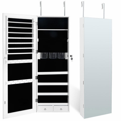 Segawe 4.5" Depth Jewelry Cabinet Armoire Organizer w/Lockable Door Jewelry Box