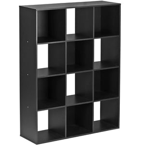 Segawe 12 Cube Storage Organizer Open Shelf Bookcase with Removable Back Panels Black