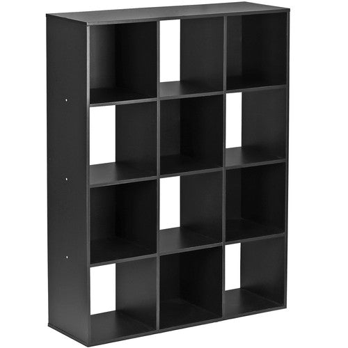 Segawe 12 Cube Storage Organizer Open Shelf Bookcase with Removable Back Panels Black