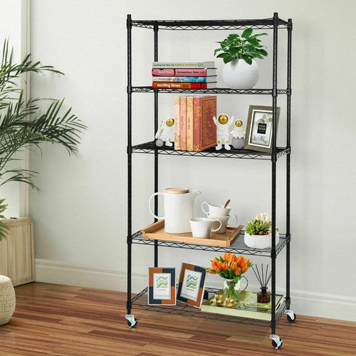 Segawe 5-Tier Shelves Wire Unit Rack Large Space Storage Rolling with 4 Wheel Casters