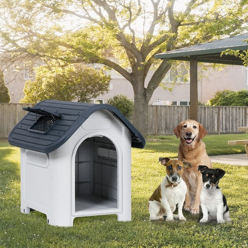 Segawe 30" Dog House In/Outdoor Ventilate Waterproof Puppy Shelter Adjustable Skylight