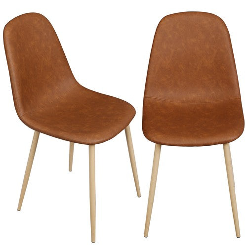 Segawe 2PCS Dining Chairs PU Leather Seat Back Metal Legs for Kitchen Dinning Room