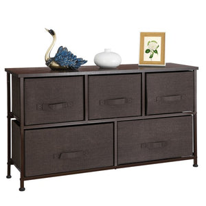 Segawe Chest 5-Fabric Drawer Sturdy Closets Bedroom Storage Cabinet Brown Dressers