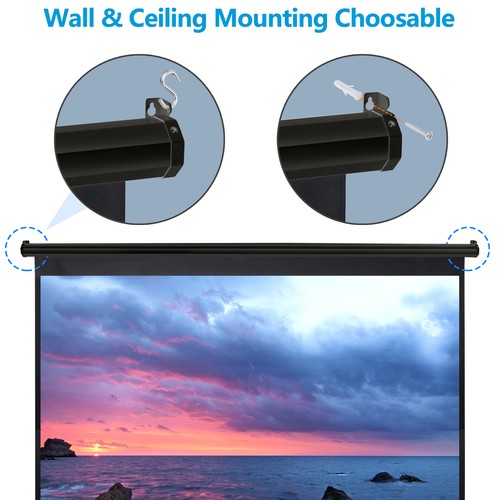 Segawe 80 inch 16:9 HD Projector Screen Pull Down Projection Screen Home Cinema Black