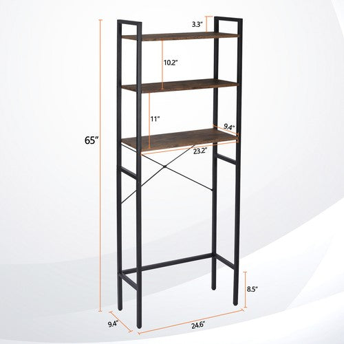Segawe Over The Toilet Storage 3-Tier Industrial Over Toilet Bathroom Organizer Brown
