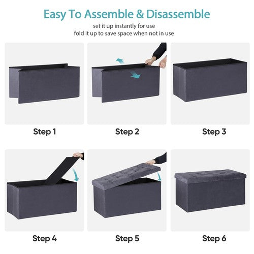 Segawe Folding Storage Ottoman Shoes Bench Rectangular Storage Bench Entryway Bedroom
