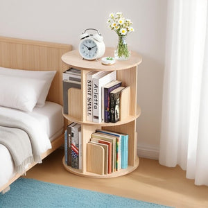 Segawe Rotating Bookshelf Small 2-Tier Corner Freestanding Bookcase for Kids and Adults