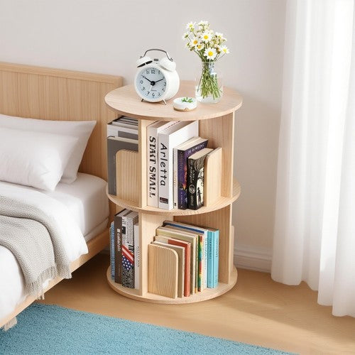 Segawe Rotating Bookshelf Small 2-Tier Corner Freestanding Bookcase for Kids and Adults